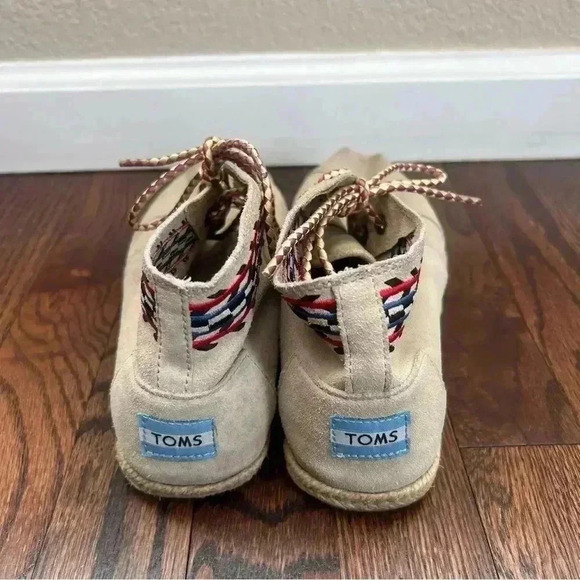 Tom's Alarco Suede Leather Desert Bootie Shoes Aztec Sneakers Women Sz 8 Lace Up - Picture 15 of 15